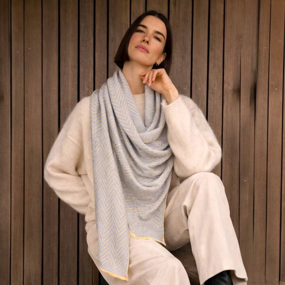 Julian Cashmere Herringbone Unisex Scarf