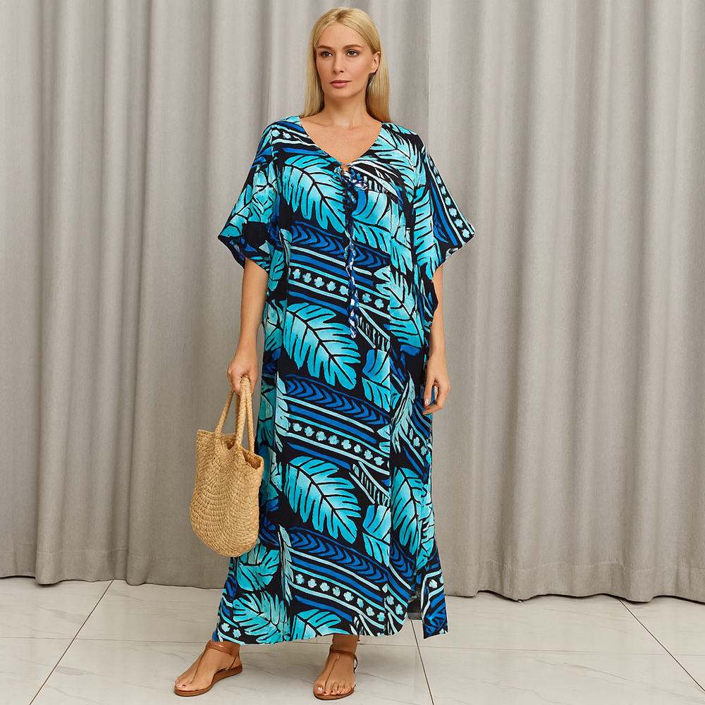 Maya Rayon  Long Kaftan. Sizes Available AU 8-14