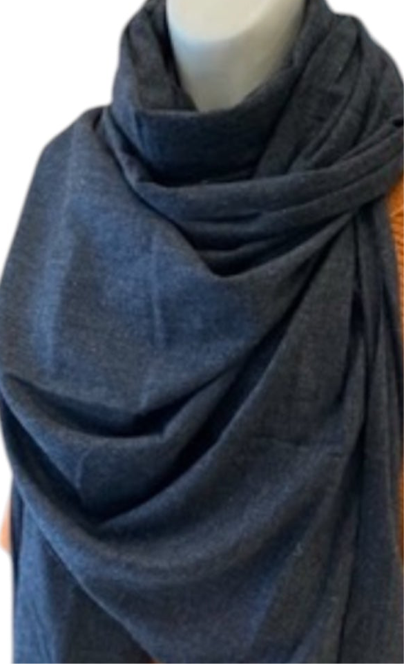 Julian Oversized charcoal grey handwoven pure cashmere scarf/ wrap