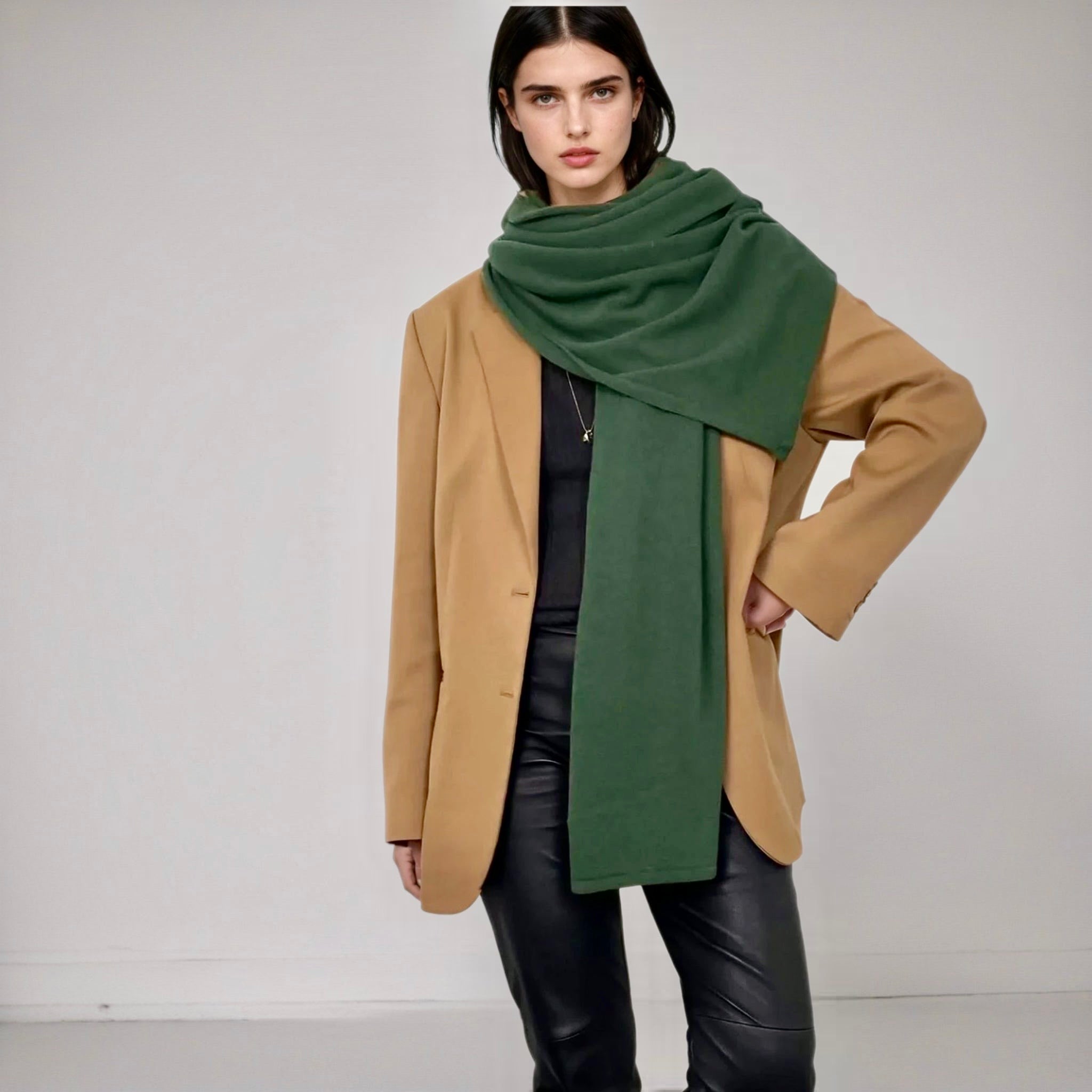 Emerald Green Julian 100% Knitted Cashmere Extra large Travel Wrap
