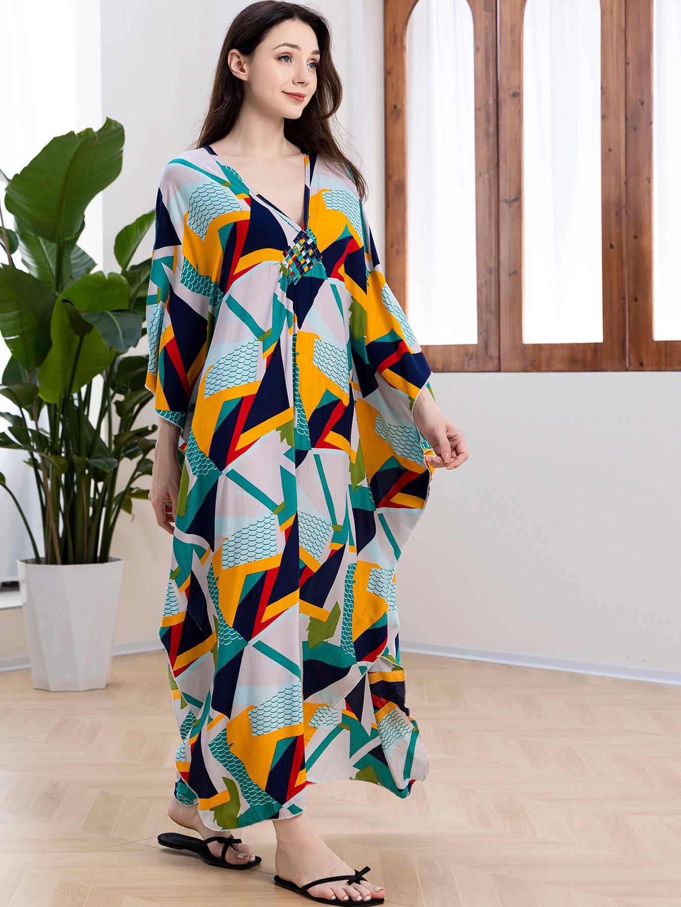 Tropical Resort Cotton Bamboo Maxi Dress