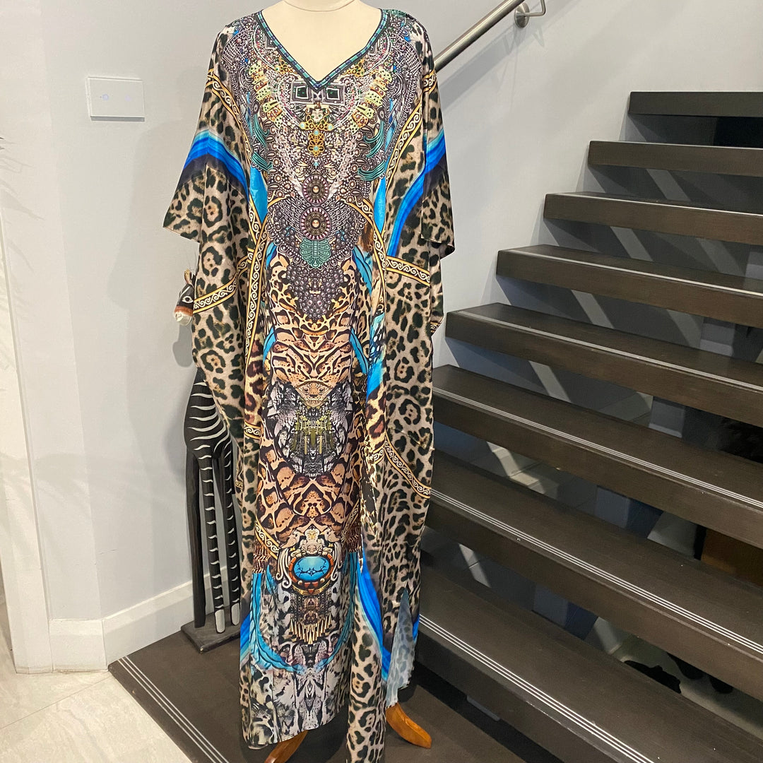 Maya Plus Size Silk Mix Embellished Kaftan Jacket Set AU 24-30