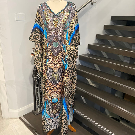 Maya Plus Size Silk Mix Embellished Kaftan Jacket Set AU 24-30