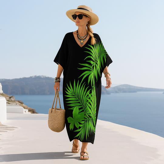 Maya Green Ferns Kaftan one size fits AU 12-26