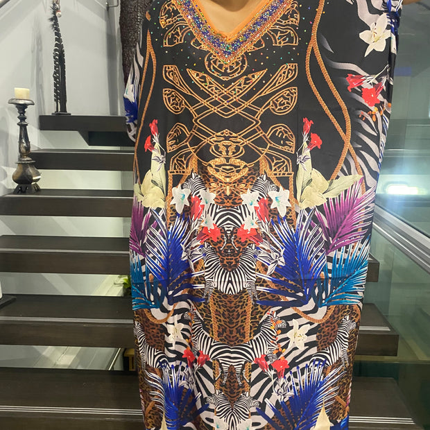 Malaga Dynasty Maya Art Silk Embellished Kaftan.Sizes Available AU 12-32