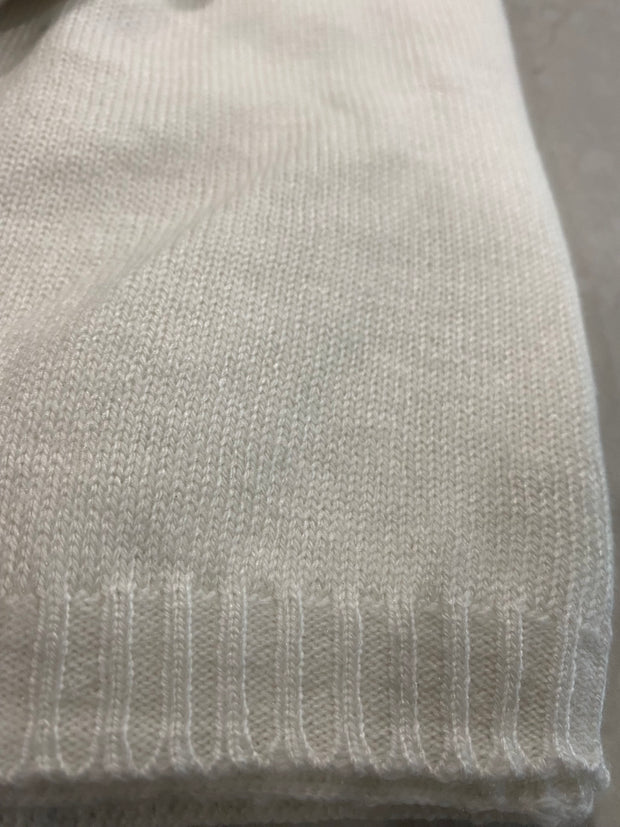 White 100% Cashmere 2 ply knitted Julian Travel Wrap