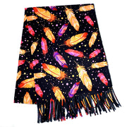 DEIA Black Floral Mixed Cashmere Blend Scarf - Sustainable & Soft