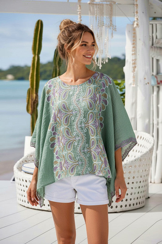 Embroidered Maya Top Tunic Kaftan O/S 14-22