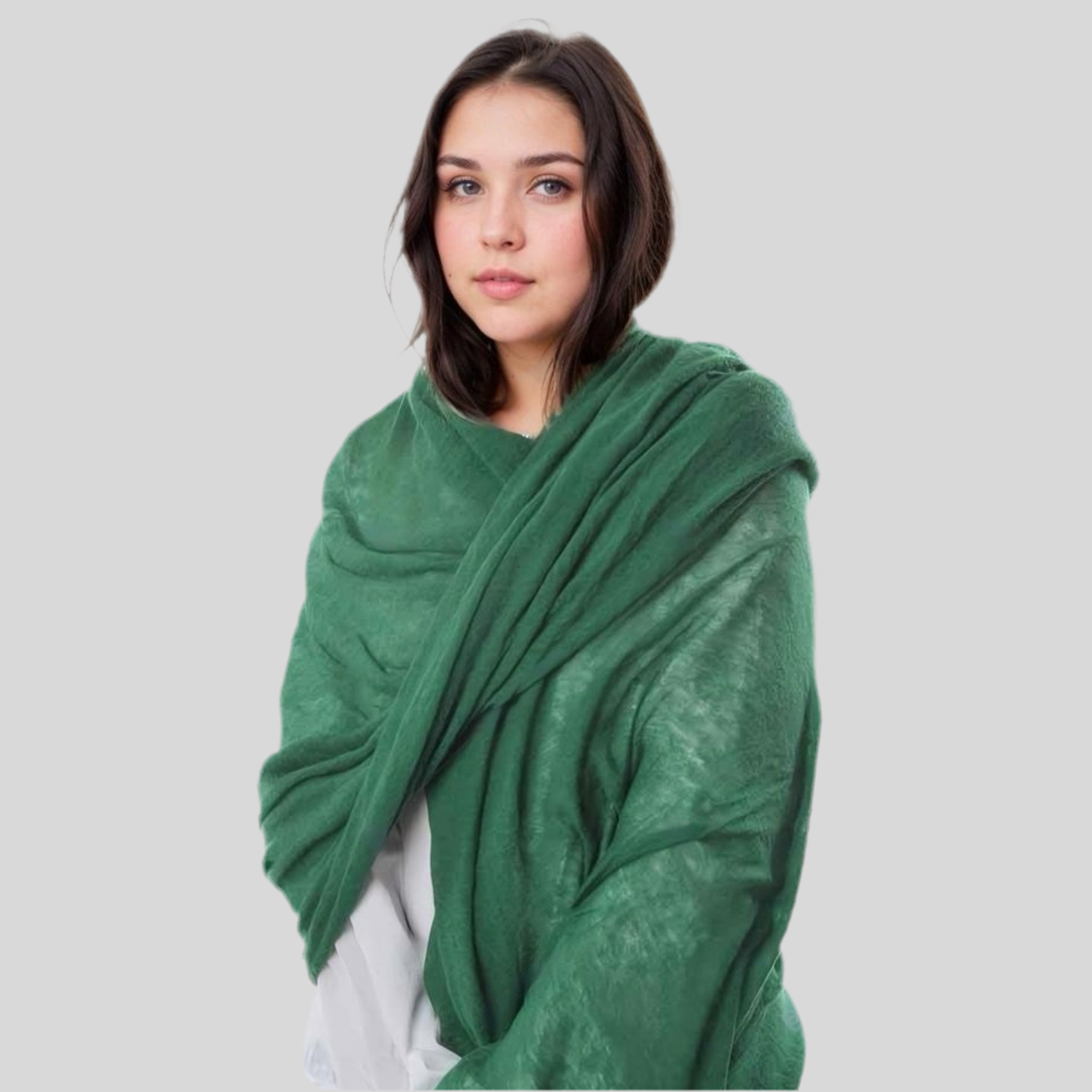 Deep Green Handwoven Cashmere Wrap