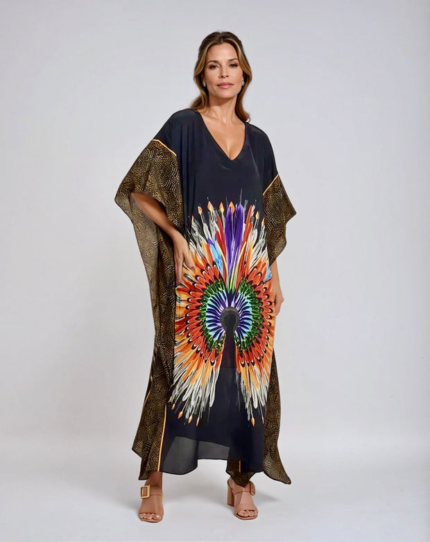 Maya Black rayon Resort wear Kaftan Sizes Available AU 12-24