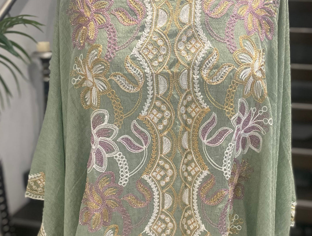 Sage Heavy Embroidered Maya Top Tunic KaftanOSFA 14-24