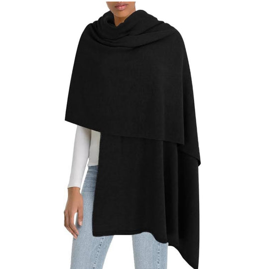 Black Julian 100% Cashmere Knitted Extra large Travel Wrap/Shaw