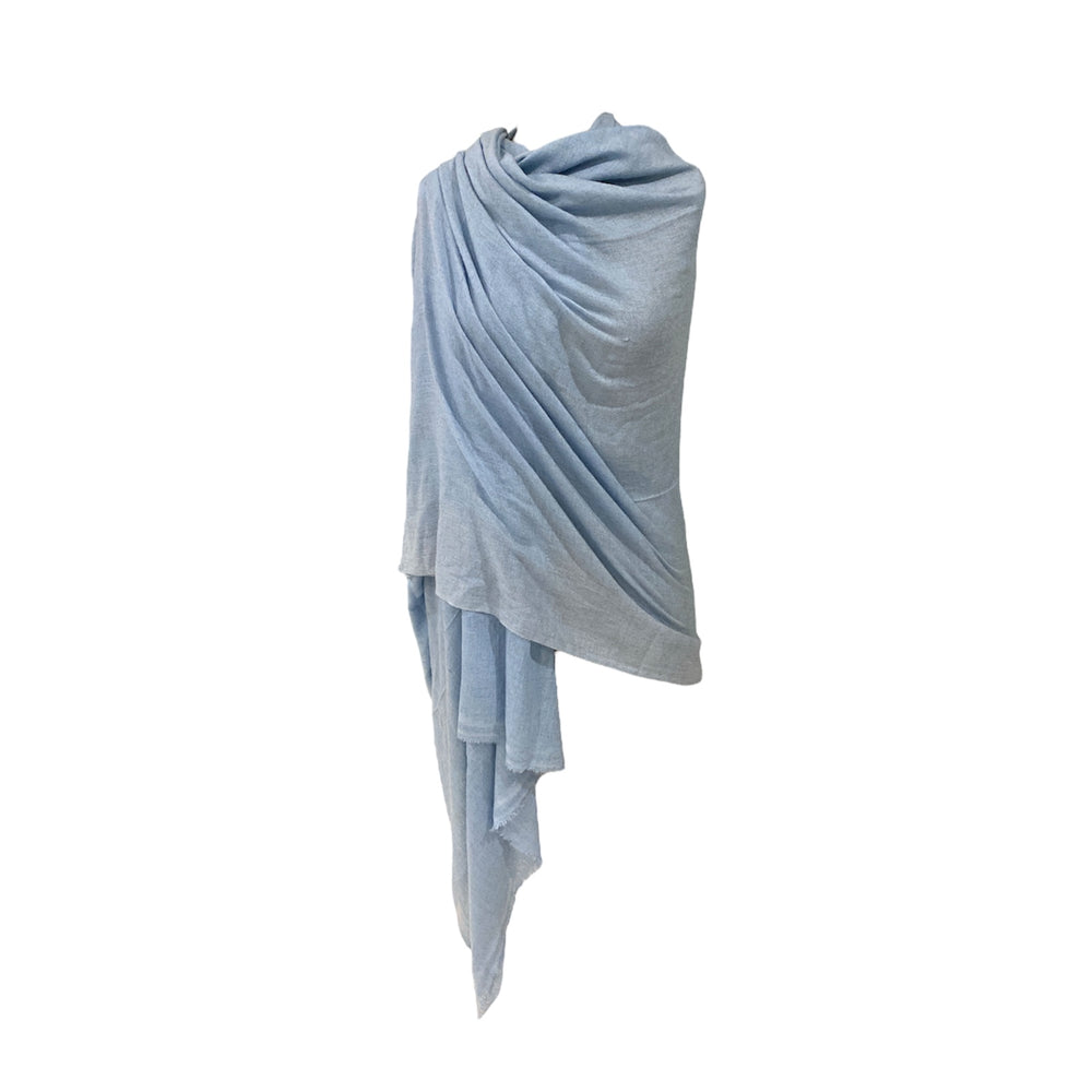 Faded Denim Handwoven Pure Cashmere Julian Scarf Shawl/Wrap