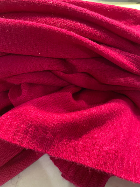 100% Cashmere 2 ply Knitted Julian Oversized Wrap -Fuchsia