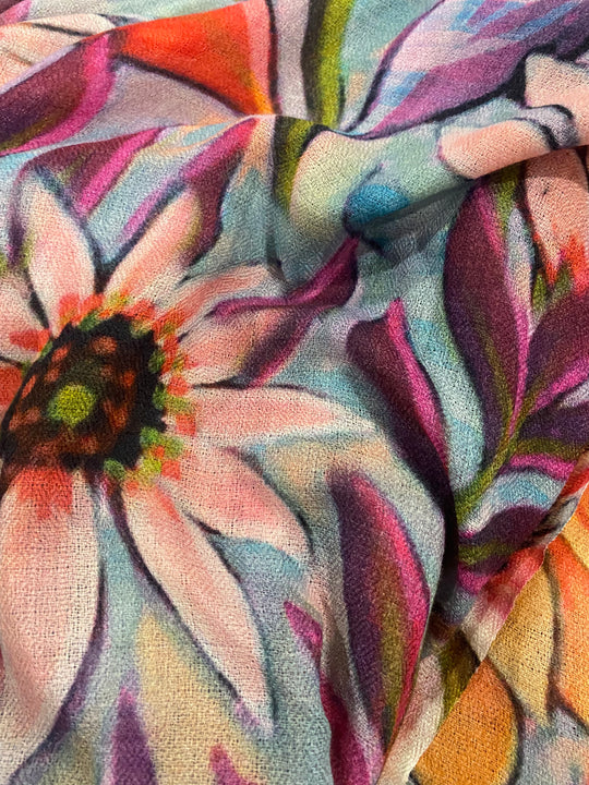 Floral 100% Cashmere Julian Scarf /Wrap