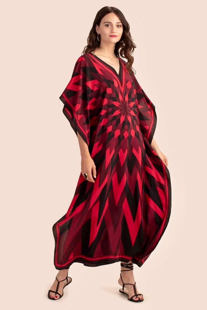 Lillie Red illuson  MIDI Kaftan Dress