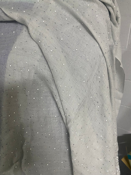 Pearl Grey Julian Cashmere Pashmina Swarovski Crystals Handwoven Wedding Wrap Shawl