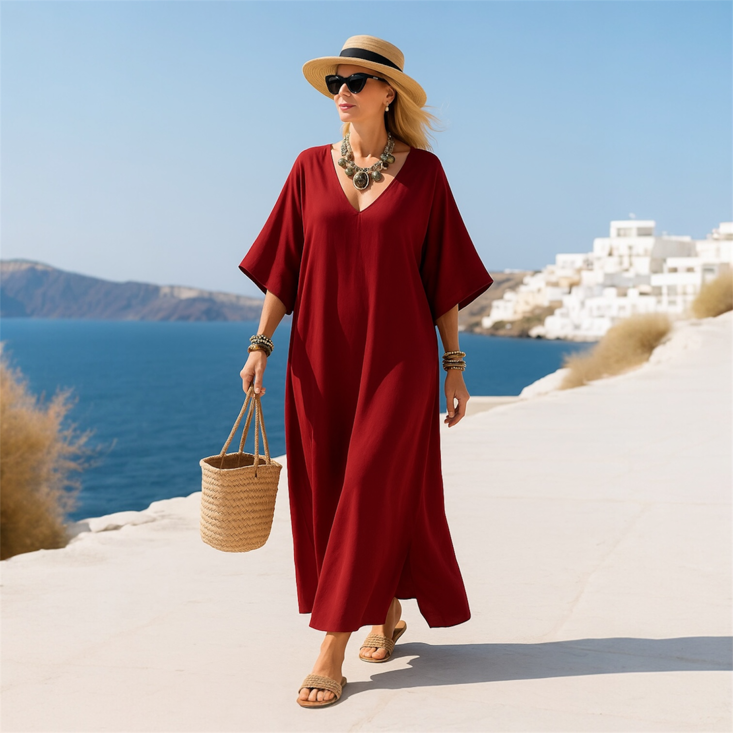 Burgundy MAYA Kaftan Dress Sizes Available AU 12-30