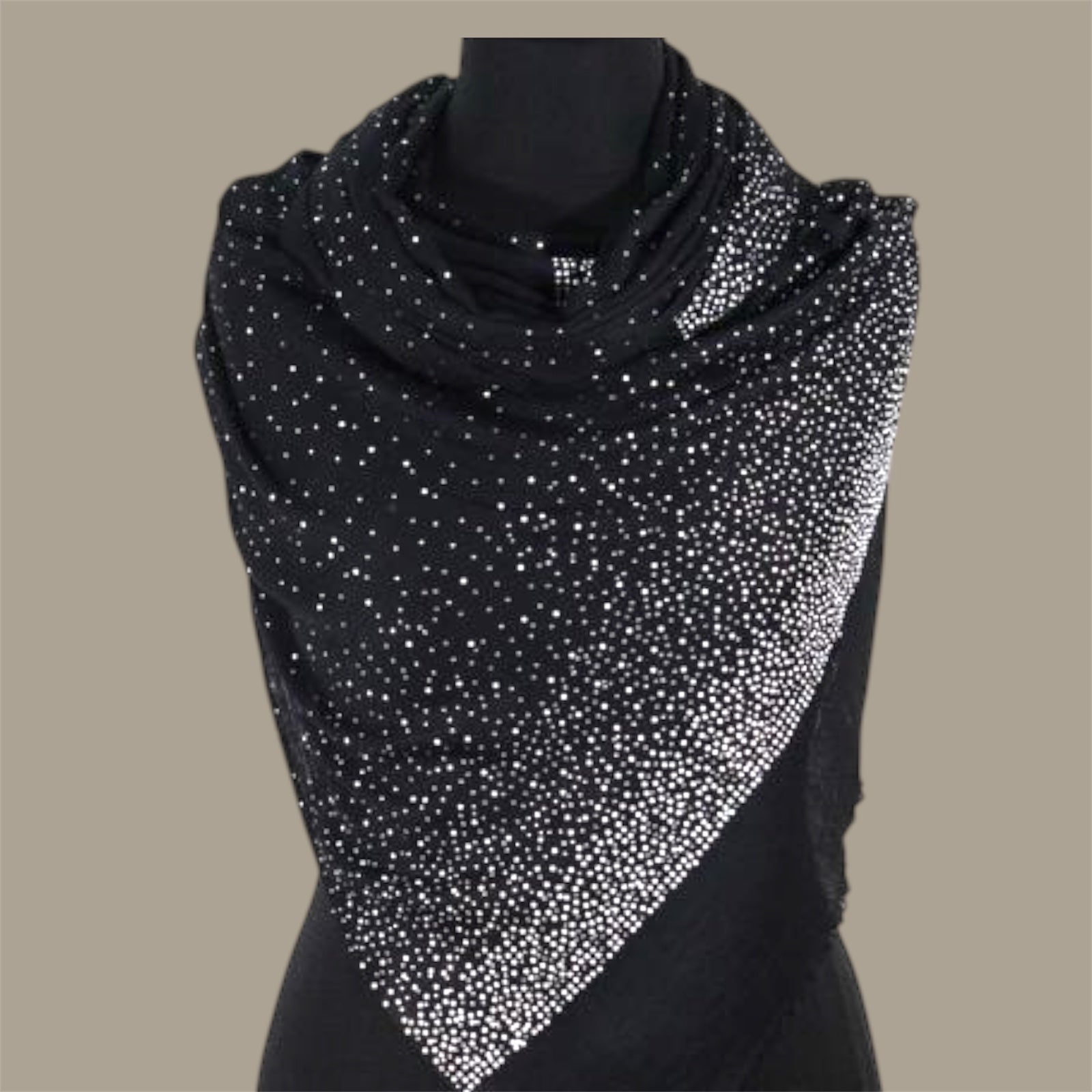 Black Julian Cashmere Pashmina Swarovski Crystals Handwoven Wedding Wrap Shawl