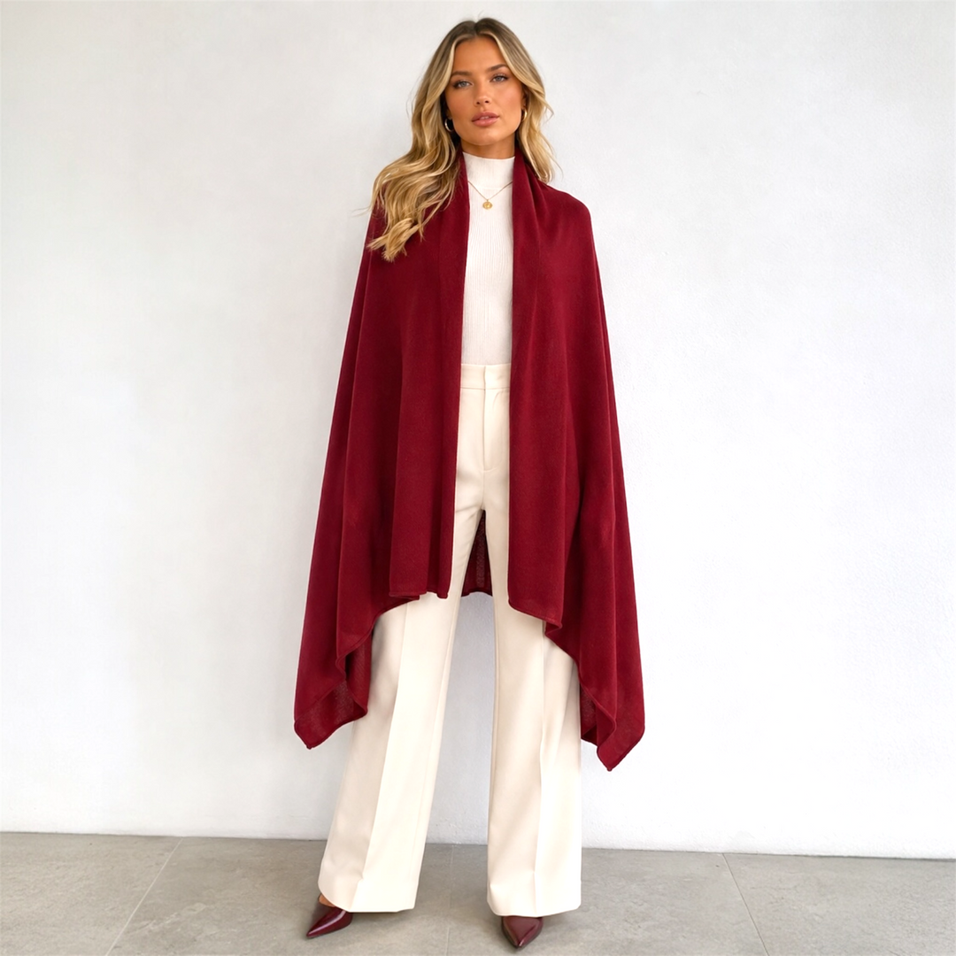Julian Single Ply Cashmere Wrap-Burgundy Red