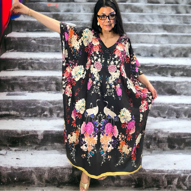 Maya Silk Embellished Kaftan | Maya Long Kaftan Dress | Mk Lane