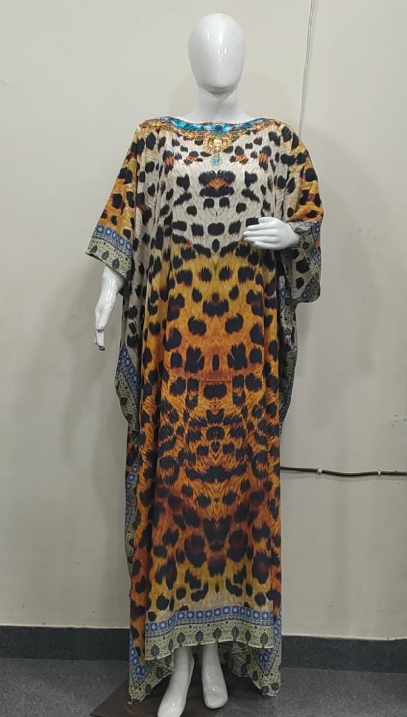 Coco Bella Footprints Silk Mix Kaftan O/S AU 16-26