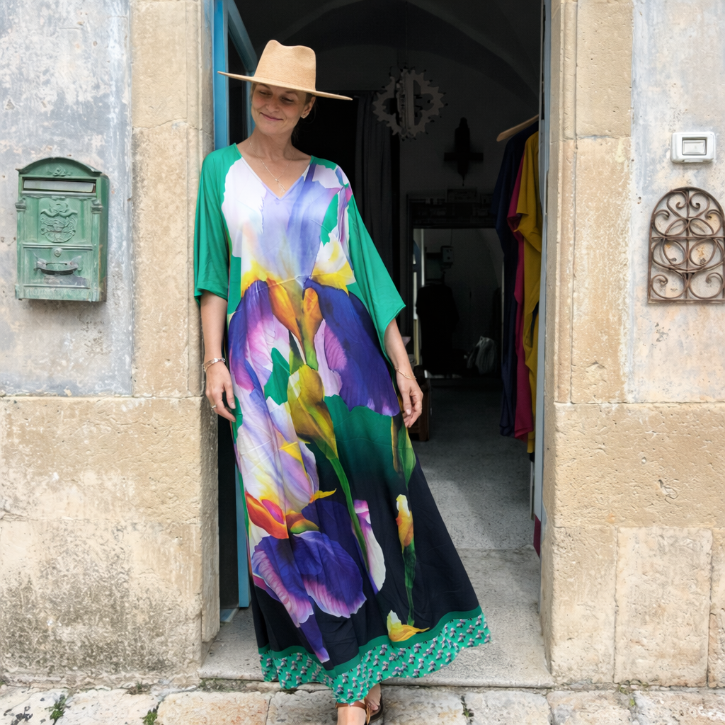 Green Maya Bliss Flora Boho kaftan - Sizes Available AU 14-30