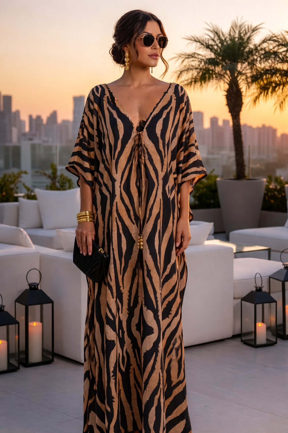 Coco BellaMirage Brown Black Luxe kaftan 12-20