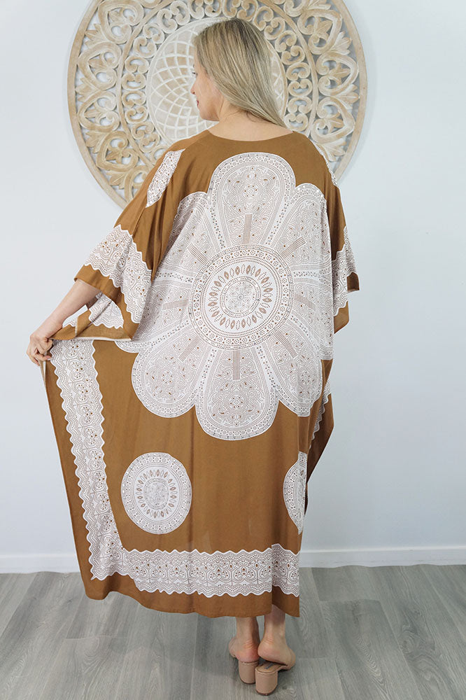 Brown Maya Bling Bling Kaftan one size fits AU 12-26