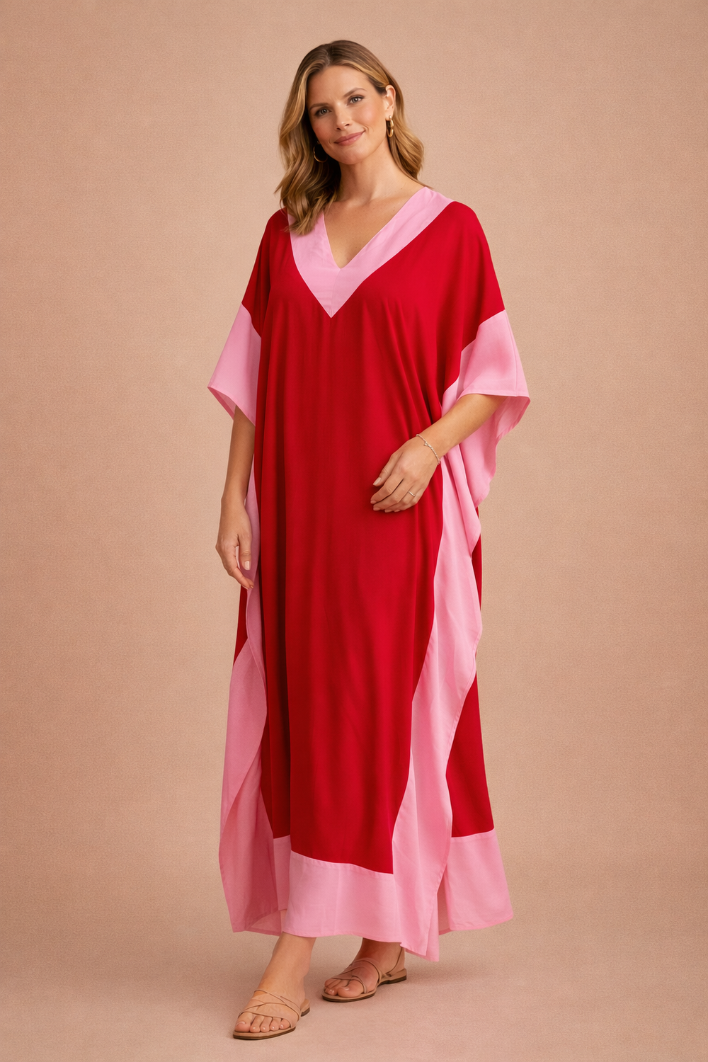 Maya  Red Bohemian Cotton Kaftan AU 12-20