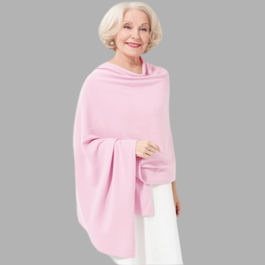 Julian 100% Cashmere Knitted Extra large Travel Wrap/Shawl-Pink
