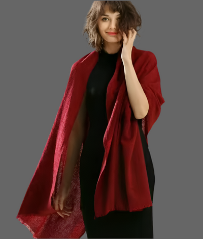 Burgundy Pure Cashmere handwoven Julian Scarf Shawl/Wrap