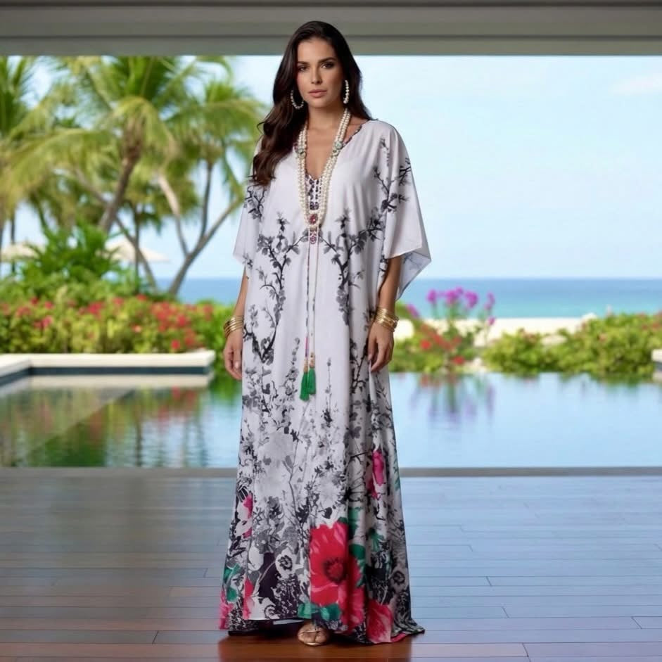 Coco Bella White Rosary kaftan 12-20