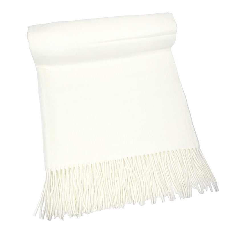 Ivory  Fringe wool blend Scarf