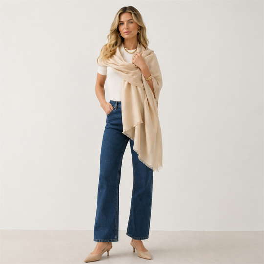 Cashmere Natural Julian Quartz oversized scarf