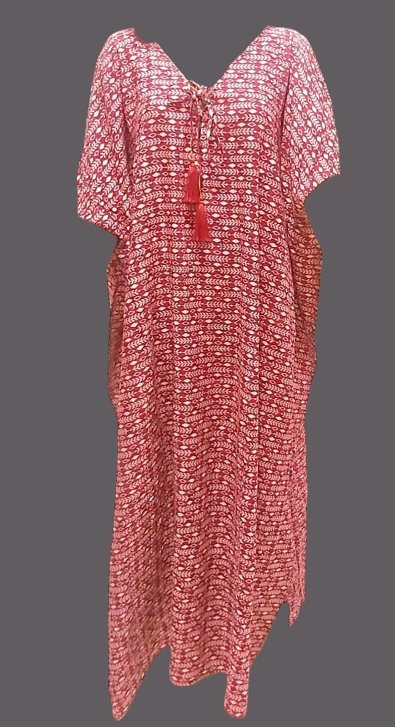 Red Maya Cotton Rayon kaftan - Sizes Available AU 14-30