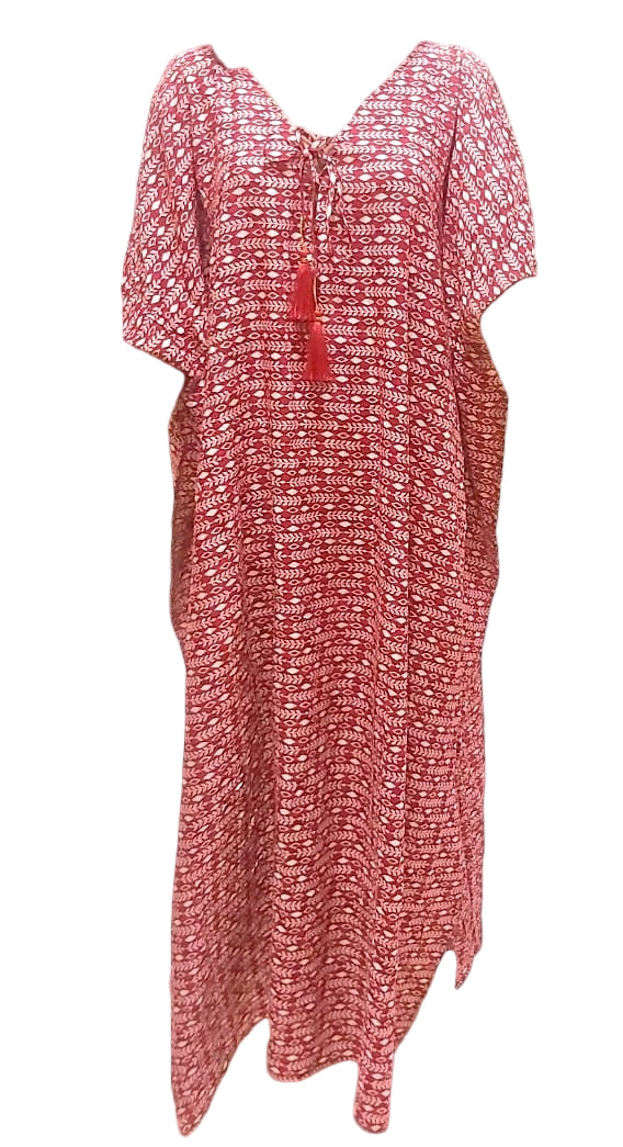 Red Maya Cotton Rayon kaftan - Sizes Available AU 14-30