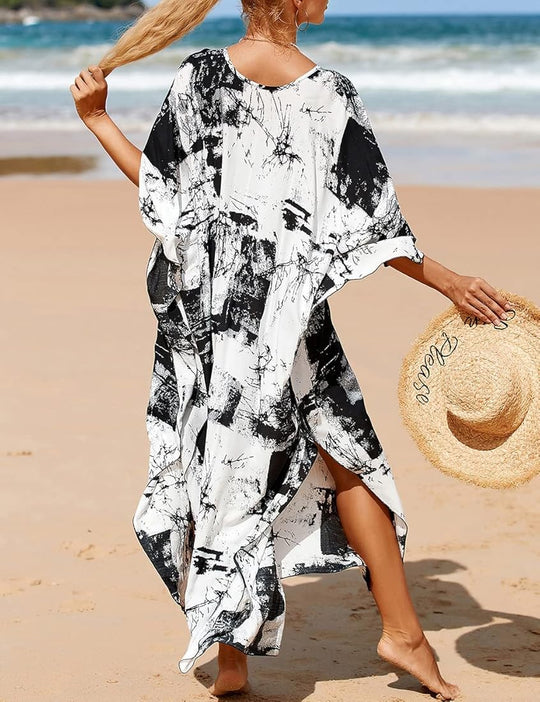 Tropical Resort Cotton Bamboo Maxi Dress