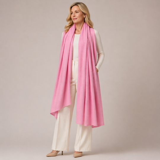 Julian Fresh Pink Cashmere Travel Wrap-Mklane Australia