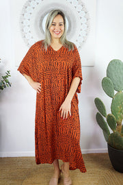 Rayon Maya Kaftan Dress One Size Fits All 12 to 26