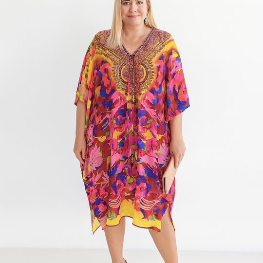 Kyra Embellished Tunic Top Blouse Kaftan AU 12-26