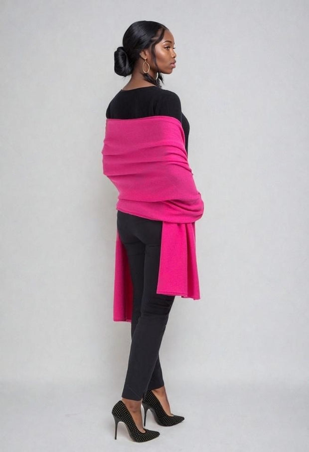 Fuchsia Julian 100% Pashmina Cashmere Large knitted Shawl