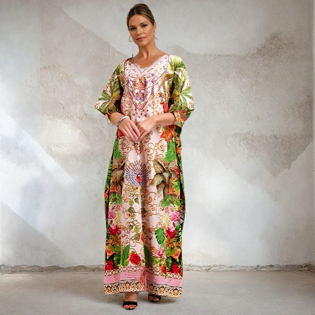 Tropical Mia Embellished Kaftan Dress