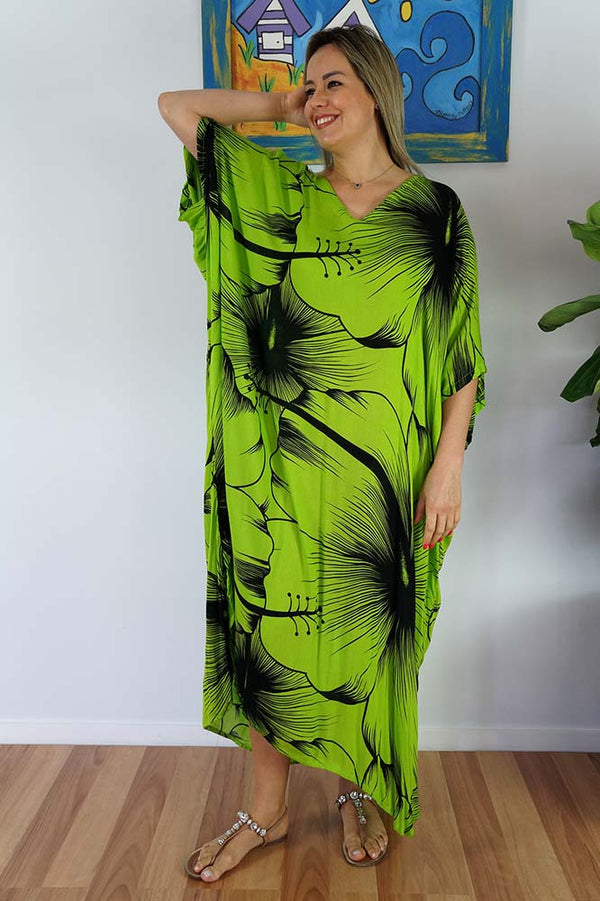 Animal Print Rayon Maya Kaftan Dress One Size Fits All 16 to 26