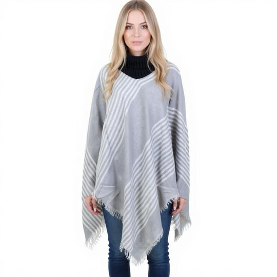 Deia Multi Checks Poncho Shawl with Neckwarmer