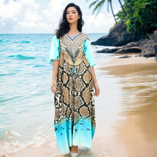 Mia Long Embellished Kaftan Dress