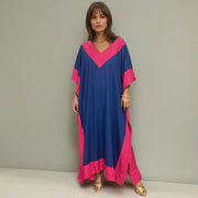 Blue Pink Bamboo Cotton Resort wear Kaftan