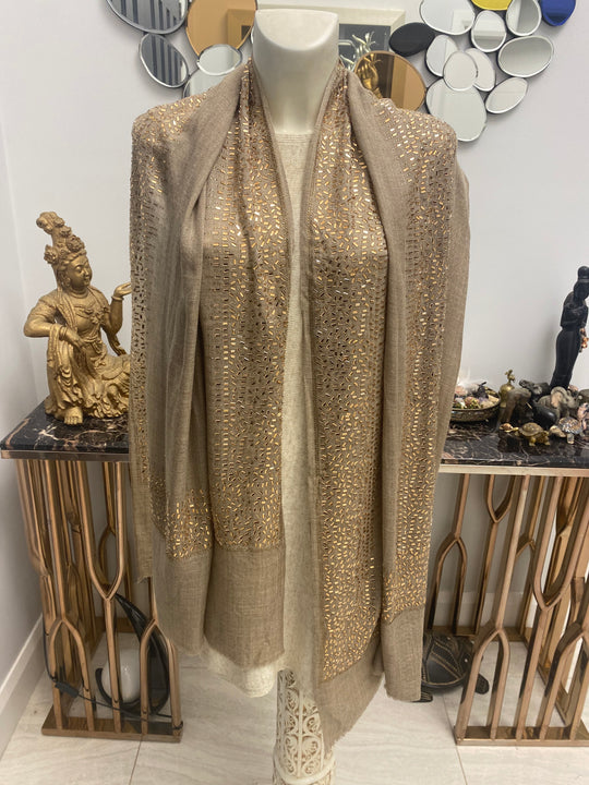 Julian Cashmere Pashmina Swarovski Crystals Handwoven Wedding Wrap Shawl