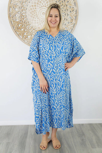 Blue Asmat Maya Kaftan Fits Upto AU 26