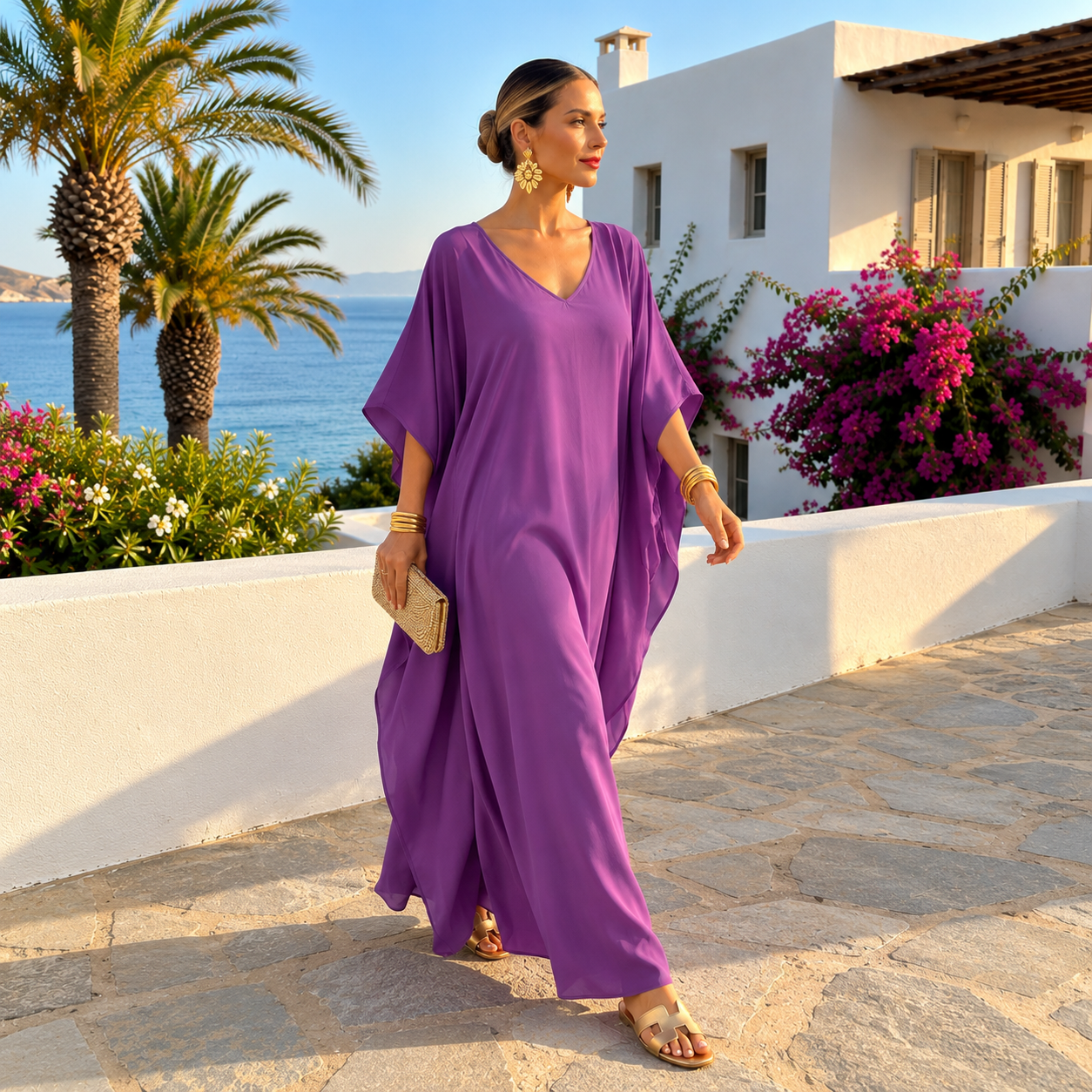 Maya Bohemian Premium Rayon kaftan - Sizes Available AU 14-32-Orchid